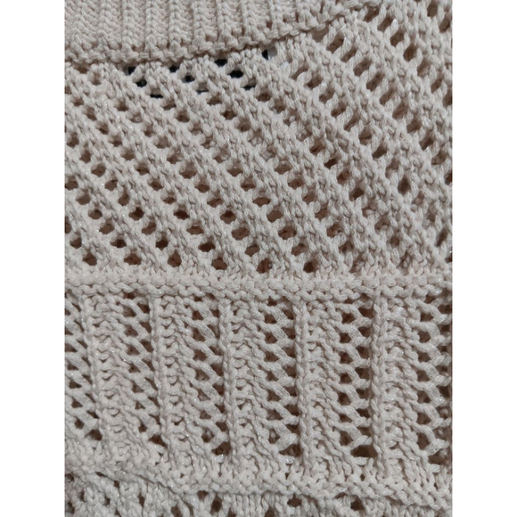 MNG Mango Ecru Open Knit Cotton Poly Blend Sweater Vest - Picture 14 of 16